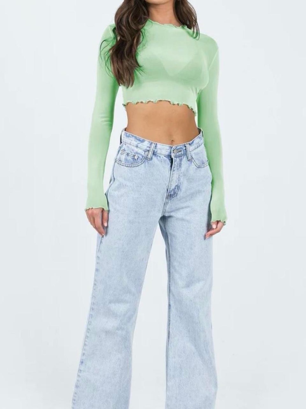 Princess Polly mesh mint green crop top size 0 NWT